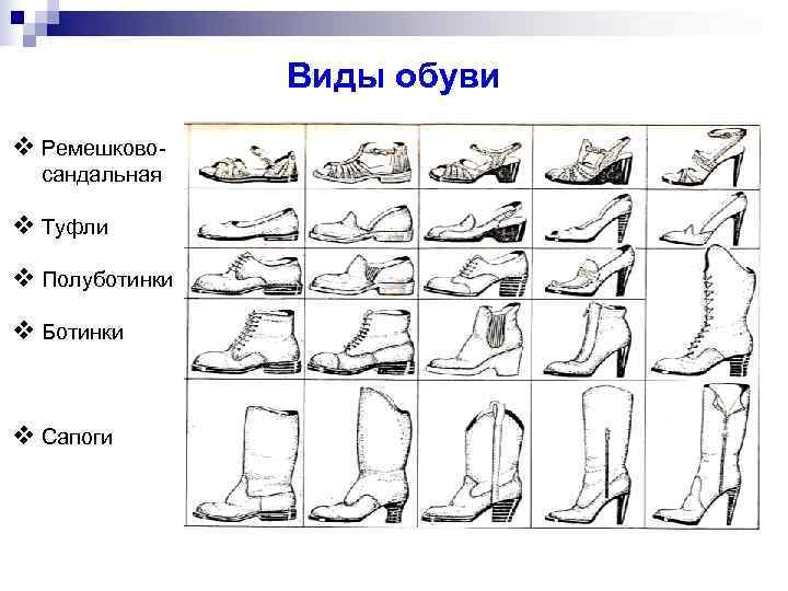 Элементы обуви названия с картинками