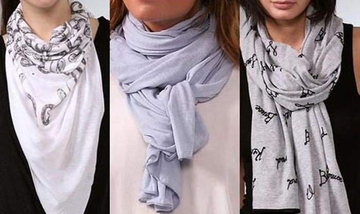 как красиво завязать шарф платок серые варианты